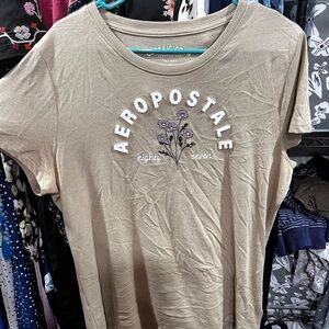 Aeropostale Beige Floral Graphic Tee